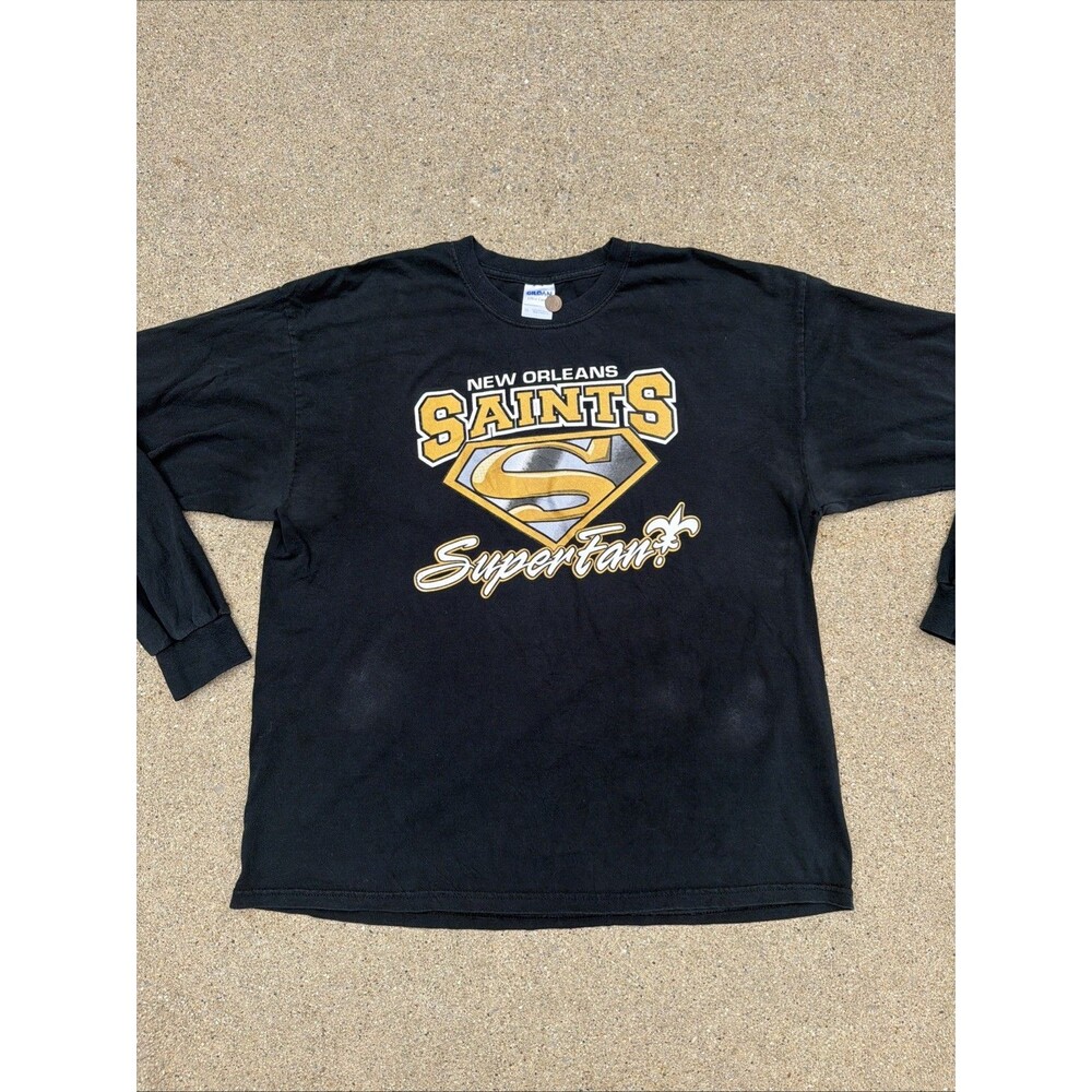 Gildan New Orleans Saints Super Fan Graphic Black Long Sleeve XL Shirt
